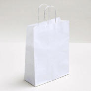Sac kraft poignées torsadées blanc 22x10x30cm - par 50
