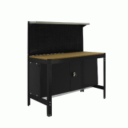 SimonRack Établi d’atelier, 1210x610 mm, panneau perforé et armoire, Charge 600 kg, Noir - BT-3 - noir métal 8425437138300