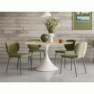 Table de réunion ronde pied conique Leo Midj et plan en placage de bois