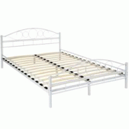 Tectake Lit design romantique avec sommier 200 x 140 cm blanc/blanc - 404517 - blanc acier 404517 Tectake Lit design romantique avec sommier 200 x 140 cm blanc/blanc - 404517 - blanc acier 404517