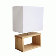 UNILUX Lampe à abat-jour Deko, à LED, coloris blanc/hêtre - 3595560035083