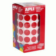 Apli 2832 gommettes rondes, diam. 15 mm, en rouleau, coloris rouge - 8410782048572