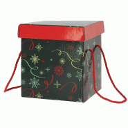 Boite carton carrée pliable Noel Vert 18x18 - Boite carton carrée pliable Noel Vert 18x18 -