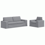 Canapé 2 pcs Gris clair 182 x 80 x 82 cm tissu Modèle Apex Panorama Prime - Matériau naturel 8721364374751