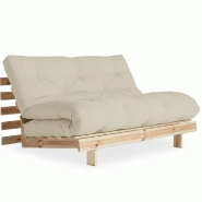 CANAPÉ CONVERTIBLE FUTON ROOTS PIN NATUREL COLORIS BEIGE COUCHAGE 140*200 CM.