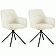 CLP Lot de 2 chaises Tipton tissu Crème - beige textile 326542 CLP Lot de 2 chaises Tipton tissu Crème - beige textile 326542