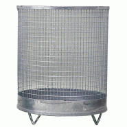 Corbeille à déchets H600xD500 mm 118 l grillage métallique galvanisé avec 4 pieds Corbeille à déchets H600xD500 mm 118 l grillage métallique galvanisé avec 4 pieds