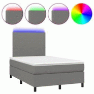 Décoshop26 - Lit LED gris foncé 120x200 cm avec sommier, tête de lit réglable et matelas à ressorts ensachés - TDL0208412 Décoshop26 - Lit LED gris foncé 120x200 cm avec sommier, tête de lit réglable et matelas à ressorts ensachés - TDL0208412
