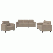 Ensemble de canapés 3 pcs avec coussins taupe tissu microfibre Modèle Uvionis - 8721012072572