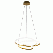 Gea Luce Diva - Suspension LED dimmable 80W - en aluminium doré brossé, lumière chaude 3000K, anneaux entrelacés d.85cm - doré DIVA S/S - ORO