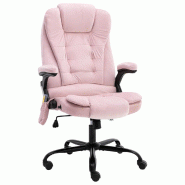 Helloshop26 - Chaise fauteuil siège de bureau informatique étude de massage Rosevelours rose 02_0024021 - rose métal 3000214643168