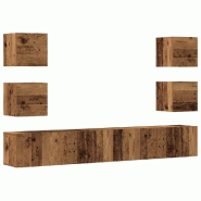 Helloshop26 - Lot de 6 meubles TV muraux modernes espace de rangement 100 x 30 x 30 cm en bois d'ingénierie vieux bois 02_0055869 - Bois massif 30002