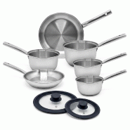 Lot de 4 casseroles 16/18/20/22 cm et 2 poêles en inox 20/24 cm avec couvercles Fackelmann Rhona - gris inox 3176239913330