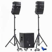 Pack Sonorisation DJ complet BM SONIC BMS-15-ARRAY-BT, 1200W, Caisson 38cm USB/Bluetooth, Supports Câbles+Clé USB 32G - 3666638038463