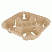Porte-gobelet 4 gobelets carton recyclé 22x22cm - par 75