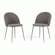 RATTATAN Lot de 2 chaises d’intérieur en velours côtelé avec pieds en métal, rembourrées pour cuisine, salle à manger, restaurant – Sara –