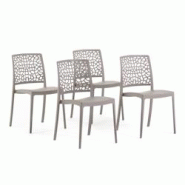 RATTATAN Set 4 Chaises Empilables en Polypropylène avec fibre de verre pour Jardin ou intérieur, hydrofuges et résistantes, moderne - ALINA - Tour RATTATAN Set 4 Chaises Empilables en Polypropylène avec fibre de verre pour Jardin ou intérieur, hydrofuges et résistantes, moderne - ALINA - Tour