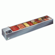 Saladette réfrigérée à poser inox avec 10 bacs gn 1/3 - 2080x410x220mm - PPR10/3