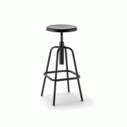 Tabouret de bureau haut réglable en hauteur Mea - Hauteur assise 57 à 69 cm - Assise en polyuréthane noir - Piètement acier avec repose-pieds Tabouret de bureau haut réglable en hauteur Mea - Hauteur assise 57 à 69 cm - Assise en polyuréthane noir - Piètement acier avec repose-pieds