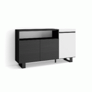 SKRAUT HOME Buffet salon et cuisine, 150x87x35cm, 3 Portes, Design industriel, Blanc et noir - blanc Bois manufacturé 66_2