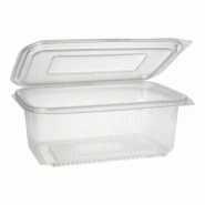 Starpak 50 pots d'emballage avec couvercles à charnière, PP rectangulaire 1000 ml 7,4 cm x 13,1 cm x 19,1 cm transparent - transparent plastique pol