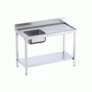 Table inox de préparation avec bords anti-ruissellement et bac à gauche P 700 | Distform - QCIES7-bac A gauche longueur 1600 mm - QCIES716 Table inox de préparation avec bords anti-ruissellement et bac à gauche P 700 | Distform - QCIES7-bac A gauche longueur 1600 mm - QCIES716