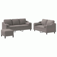 VidaXL Ensemble de canapés 3 pcs avec coussins taupe tissu Modèle Zenith Scandinave - 3201865