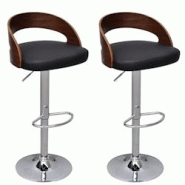 VidaXL Tabourets De Bar Lot De 2 Bois Courbé - noir 241689 VidaXL Tabourets De Bar Lot De 2 Bois Courbé - noir 241689