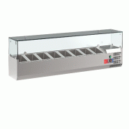 Vitrine réfrigérée pour ingrédients pour 8 bacs GN 1/4 avec couvercle professionnel en verre - Gasfrit - gris inox GF0633 Vitrine réfrigérée pour ingrédients pour 8 bacs GN 1/4 avec couvercle professionnel en verre - Gasfrit - gris inox GF0633