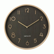 WellHome - Horloge murale en bois aspect moderne couleur marron foncé Ø38x5 cm - marron WH15630