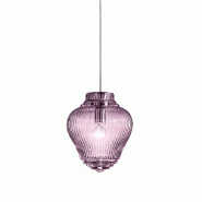 Zafferano Clyde Suspension en Verre Soufflé Améthyste avec Travail Rigadin et Structure en Métal Gris, Design Modulaire pour Intérieur, 23 cm - vi
