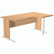 Bureau d'angle 160 x 80/100 cm compact pied panneau en 