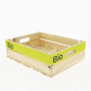 Cagette pin naturel "Bio" avec fond plastique 40x30x12cm - par 6