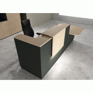 Comptoir d'accueil bi-colore avec PMR Delta et réhausse - Droite, Noir, Non, 282, Chêne moyen_0