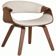 Décoshop26 - Chaise de salle à manger x1 avec accoudoirs design rétro en tissu crème et bois marron 10_0007444 - beige Bois massif 3000266112452