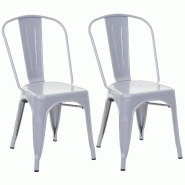 Décoshop26 - Lot de 2 chaises de cuisine salle à manger empilable en métal design industriel gris 04_0007410 - gris métal 3000262110605
