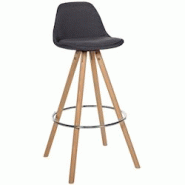 Décoshop26 - Tabouret de bar chaise haute x1 repose-pieds style scandinave en tissu gris foncé structure en bois clair rond 10_0004633 - gris 300025 Décoshop26 - Tabouret de bar chaise haute x1 repose-pieds style scandinave en tissu gris foncé structure en bois clair rond 10_0004633 - gris 300025