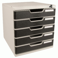 Exacompta MODULO A4 5 tiroirs fermés Office gris lumière/noir, verrouillage à clé - noir matière synthétique 331014D