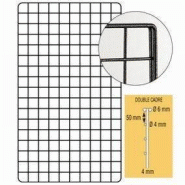 Grille double cadre 200x80cm - gris martelé - acier - fil Ø6mm extérieur, 4mm intérieur