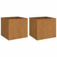Helloshop26 - Jardinière bac lit surélevé plantes fleurs jardin terrasses lot de 2 32 x 30 x 29 cm acier corten marron 02_0038934 - 3000217949885 Helloshop26 - Jardinière bac lit surélevé plantes fleurs jardin terrasses lot de 2 32 x 30 x 29 cm acier corten marron 02_0038934 - 3000217949885