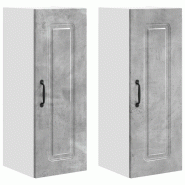 Helloshop26 - Lot de 2 armoires murales de cuisine modernes grand espace de rangement 30 x 31 x 80 cm en bois gris béton 02_0053690 - gris Bois massi