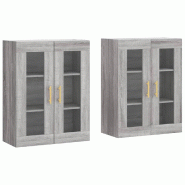 Helloshop26 - Lot de 2 armoires murales rangement mural 69,5 x 34 x 90 cm en bois d'ingénierie sonoma gris 02_0055426 - gris verre 3000238992983