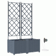 Helloshop26 - Lot de 2 cache-pots de jardin moderne 80 x 40 x 142 cm avec irrigation usage extérieur en acier gris clair 02_0058595 - gris acier 3000