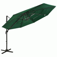 Helloshop26 - Parasol à 4 niveaux avec mât en aluminium 3 x 3 m vert 02_0008799 - 3000471547766