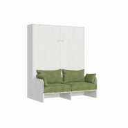 Itamoby Lit double escamotable Kentaro 160 cm avec canapĂ© en frĂȘne blanc, vert - blanc 8050598059388 Itamoby Lit double escamotable Kentaro 160 cm avec canapĂ© en frĂȘne blanc, vert - blanc 8050598059388