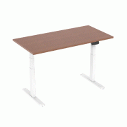 KIMEX - Bureau motorisé assis-debout 150x75cm Plateau noyer/Pied blanc - 3700685422704