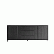 Matelpro - Buffet/bahut 2 portes/3 tiroirs contemporain 205 cm chêne noir Celiane - Moderne & Design -Chêne noir - Deux étagères intérieures (cha
