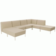Oviala Business Salon de jardin bas modulable uni 6 places beige Oviala 360 x 180 x 78 cm - beige polyester 115924