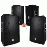Pack Sono Sound 2800W Total - 4 Enceintes passives BM SONIC BMS 700W Noir -  Câbles HP - Soirée - Anniversaire - Mariage - DJ - 3666638038647