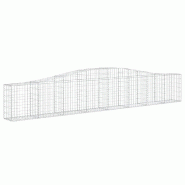 Panier de gabions clôture cage mur de soutènement arqué 400 x 30 x 60/80 cm fer galvanisé Argent 02_0040080 - métal 3000218957346
